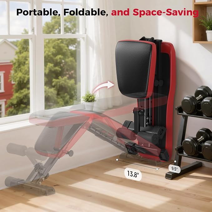 FLYBIRD Adjustable Weight Bench, Full Body Workout Bench for Home Garage Gym Strength Training, Incline Flat Decline for Sit Up Bench Press