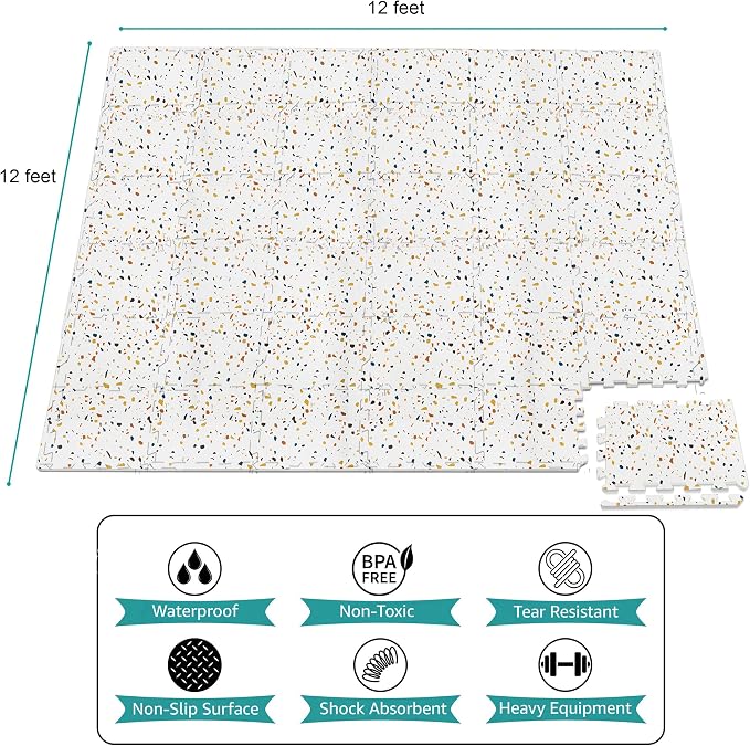 Sorbus Wood Grain Floor Tiles Foam Mat EVA Interlocking Mats Tile 3/8-Inch Thick Flooring Wood Puzzle Exercise Mats w/Borders - Home Playroom Basement, Apartment, Trade Show, Baby, Dance