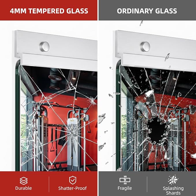 Home Gym Mirror for Wall, 70"x24"-2PCS Frameless Tempered Glass Mirror | Large Full Length Mirror for Garage, Workout, Yoga Room, Dance Studio & Home Exercise