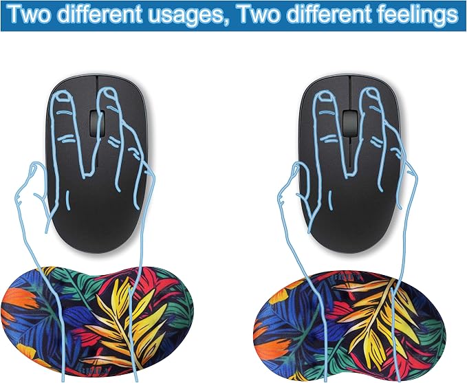 BRILA Ergonomic Memory Foam Mouse Wrist Rest Support Pad Cushion for Computer, Laptop, Office Work, PC Gaming - Massage Holes Design - Wrist Pain Relieve (Vibrant Plants)