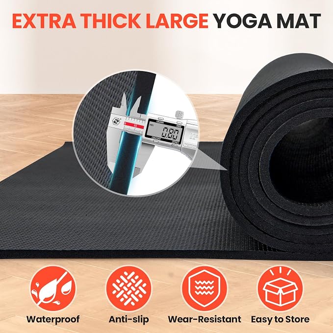 Stepwaver Extra Large Exercise Mat, 6'x4'/ 7'x5'/ 8'x5' / 9'x5'/ 10'x5' (6mm) Thick Workout Mat for Home Gym & Garage Flooring, Shoe-Friendly, Non-Slip, Ultra Durable, Thick Large Workout Mats for Home Workouts