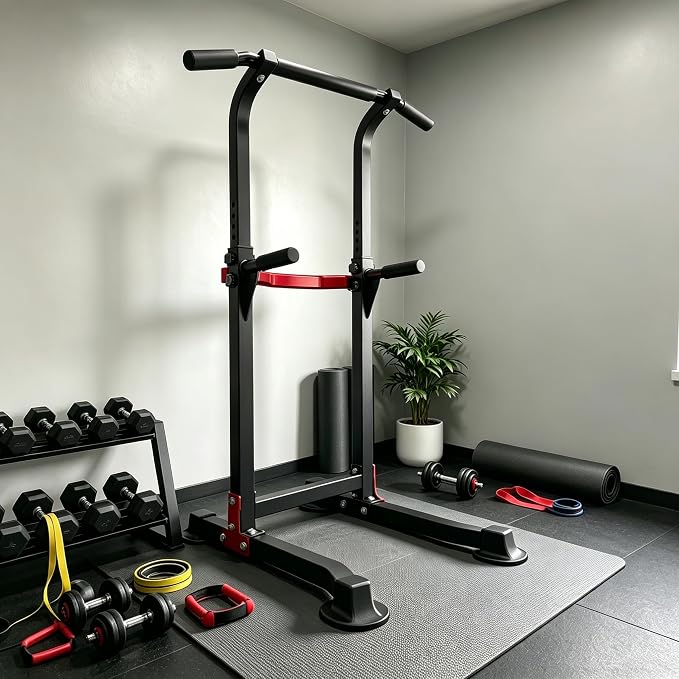 Pull Up Bar, Multifunction Power Tower Dip Bar Station Home Gym Strength Training Workout Equipment for Pull-up Push-up Dips