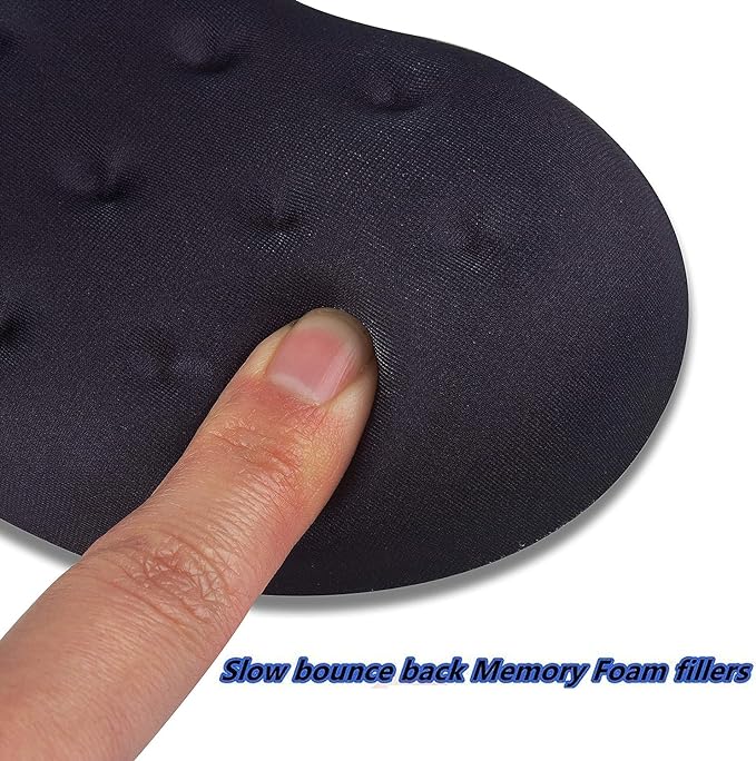 BRILA Ergonomic Memory Foam Mouse Wrist Rest Support Pad Cushion for Computer, Laptop, Office Work, PC Gaming - Massage Holes Design - Wrist Pain Relief (Black Mouse Wrist Rest)