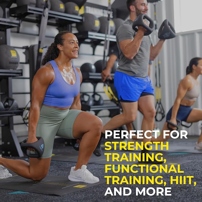 TRX YBell Pro Series 3-in-1 Dumbbell, Kettlebell and Push Up Stand Workout Equipment | Commercial Grade Powder Coated Surface | Perfect for Strength Training & Conditioning Workouts
