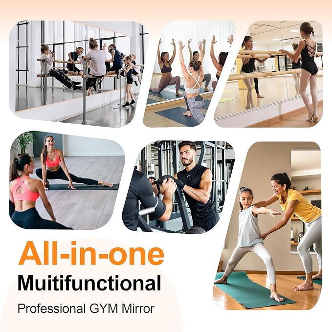 Hasipu Home Gym Workout Mirror 94" L x 39" W-1pcs Large Full Length Mounted Full Body Frameless Mirror for Workout, Yoga, Garage, Bedroom, Dance