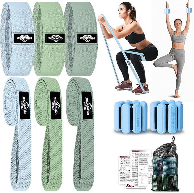 DICYWUDI Fabric Resistance Bands for Working Out, 6Pack Non-Slip Exercise Bands for Women and Men, Fabric Booty Bands for Home, Fitness, Pilates, Stretching