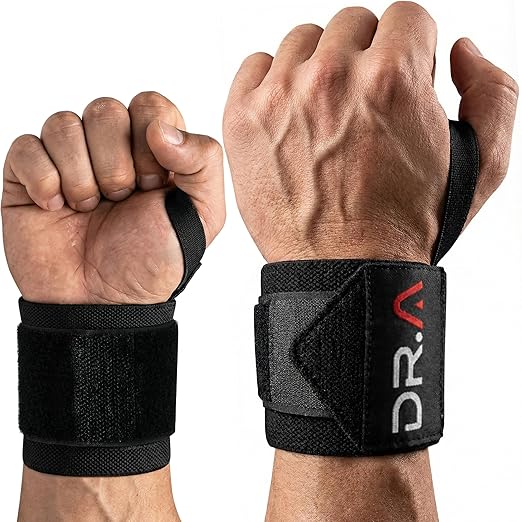 Dr. Arthritis Weight Lifting Wrist Wraps with Thumb Loop, Heavy-Duty Wrist Straps for Weightlifting, Hybrid Training, Olympic Lifts & Calisthenics, Non-Slip Gym Wraps for Men & Women (Black, Pair)