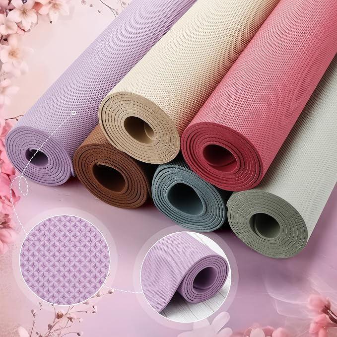 Timgle 6 Pack Yoga Mats Bulk 68 x 24 Inches Non Slip Exercise Yoga Mat 4 mm Thick Anti Slip Tear Resistant Sports Gym for Fitness Stretching Home Workout and Studio