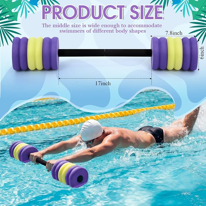 Soulchen Long Aquatic Exercise Dumbbells Pool Exercise Foam Water Weights Dumbbell Aquatic Pool Barbells with High Density EVA Foam for Swim Water Aerobics Workouts Loss