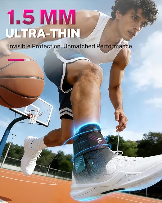 1.5mm Ultra Thin Ankle Brace for Women Men, Figure-8 Support, S | Fits Inside Shoes, Lightweight Breathable Design, Adjustable Compression Support For Sports, Running, Work And Daily Wear
