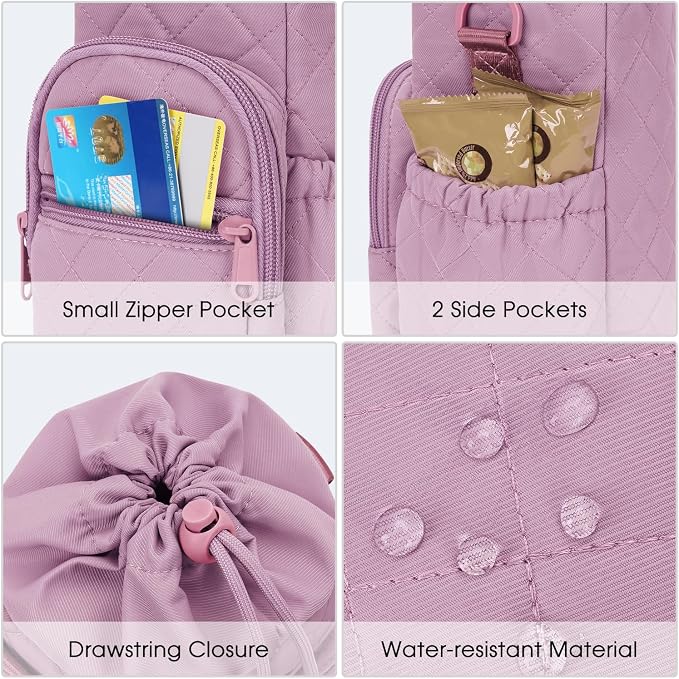 sportsnew 40oz Insulated Crossbody Water Bottle Bag Gym Hiking Phone Pocket | Water-resistant Lining, Padded Strap, Top Handle, Drawstring, Phone Pocket, Elastic Slots, Built-In Key Clip for Gym Walking