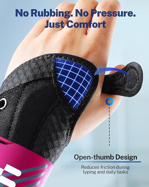 Quick Adjust Carpal Tunnel Wrist Brace, Open Thumb Opening for All-Day Wear | Removable Support Splints, Breathable Fabric, Daytime Typing & Night Support, Adjustable Wrist Support, Carpal Tunnel Relief
