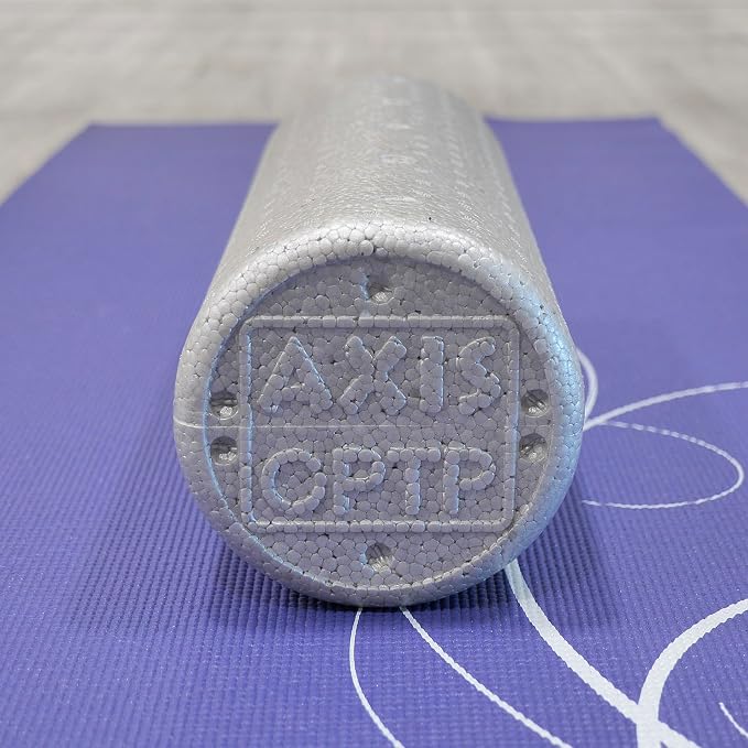 OPTP Silver AXIS Moderately Firm Foam Roller – Round, Silver, 18" x 6" | Moderate density for sports medicine, physical therapy, Pilates, yoga, trigger point myofascial release, Heat-molded EPP foam