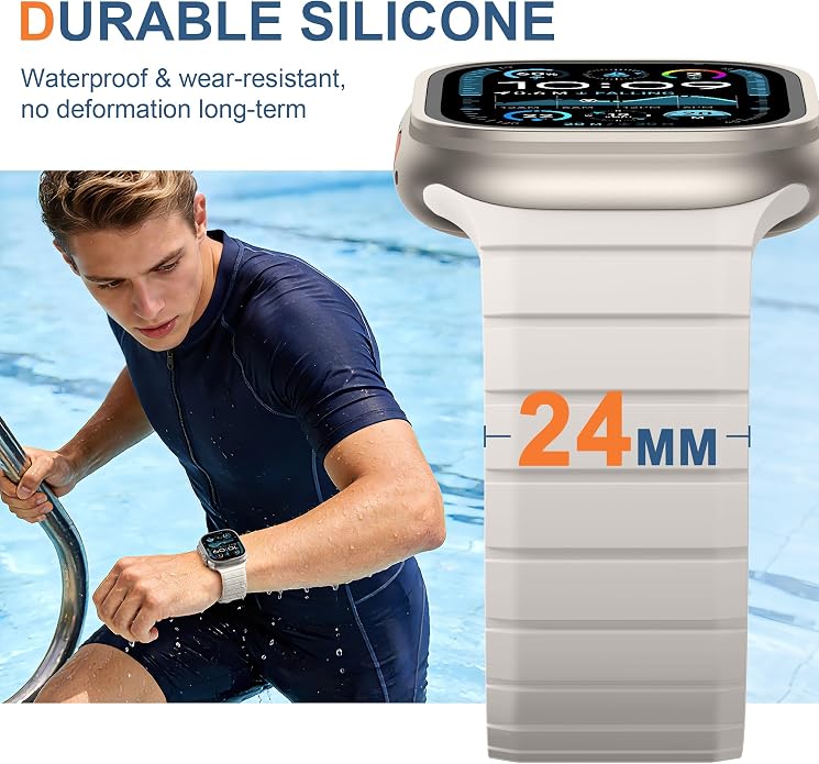 SNBLK Magnetic Band Compatible with Apple Watch Bands for Men 44mm 45mm 46mm 49mm 42mm 41mm 40mm 38mm Women, Secure Silicone Sport Loop Magnet Strap for iWatch Ultra 3 2 1 SE Series 11 10 9 8 7 6 5 4