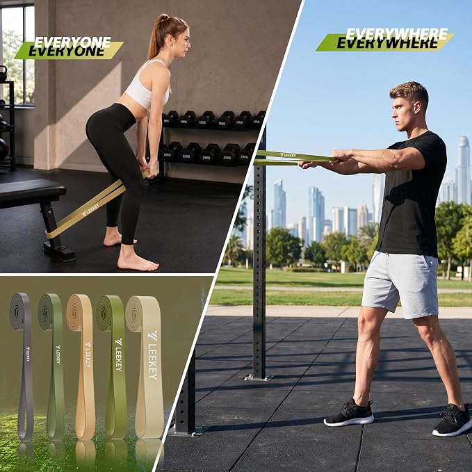 LEEKEY Pull Up Assistance Bands,5-125LB Resistance Bands with Grip、Door Anchor、Gym Bag - Exercise Bands for Full-Body Training, Fitness, Physical Therapy -USA Original Patent