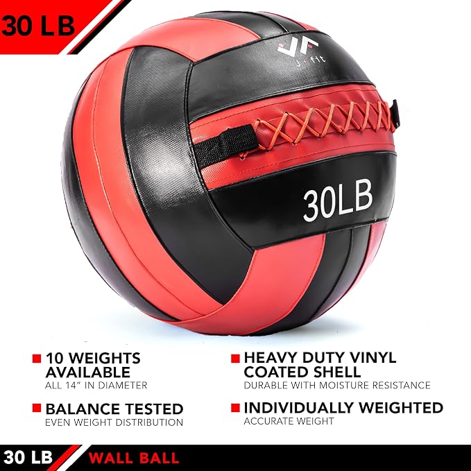 JFit Wall Ball – Premium Soft Weighted Exercise Ball for Strength, Conditioning, Gym & Home Workouts, 4-30 LB