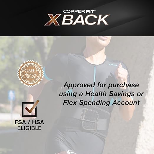 Copper Fit X-Back Brace for Lower Back Pain, Lumbar Support, Herniated Disc, Sciatica, Arthritis – Adjustable, Breathable Design - for Men and Women (Large/XLarge) | Back brace with lumbar support for lower back pain, sciatica relief, posture support, ...
