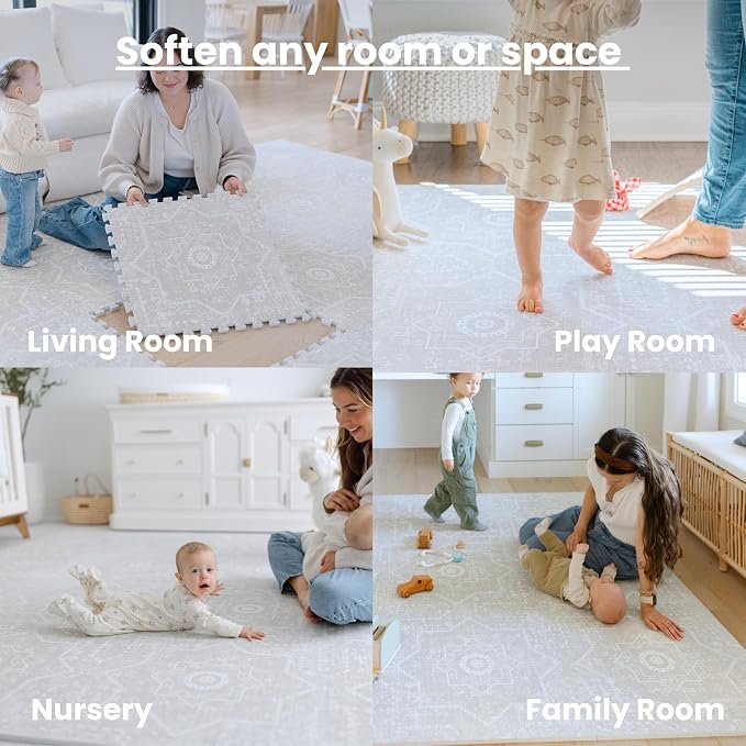 Little Landings Baby Play Mat for Floor - Layla (6x8ft) - Premium EVA Foam Play Mat for Babies & Toddlers (Ages 0-5+) - Non-Toxic Playmat for Tummy Time, Crawling & Playroom - Stylish & Comfortable