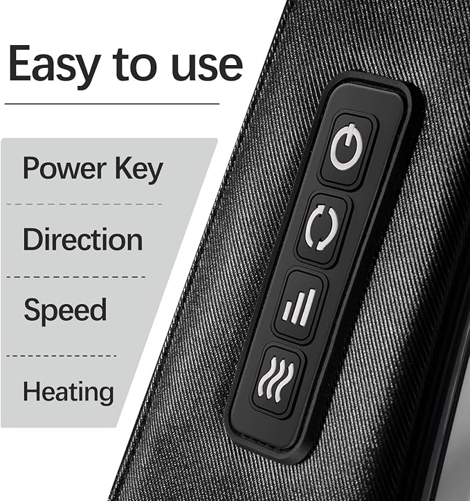 Mirakel Shiatsu Neck & Back Massager with Heat - Deep Tissue Neck, Back & Shoulder Pain Relief - Ergonomic Design Shoulder Massager, Electric Kneading Whole Body Massage Pillow Gifts for Women, Men
