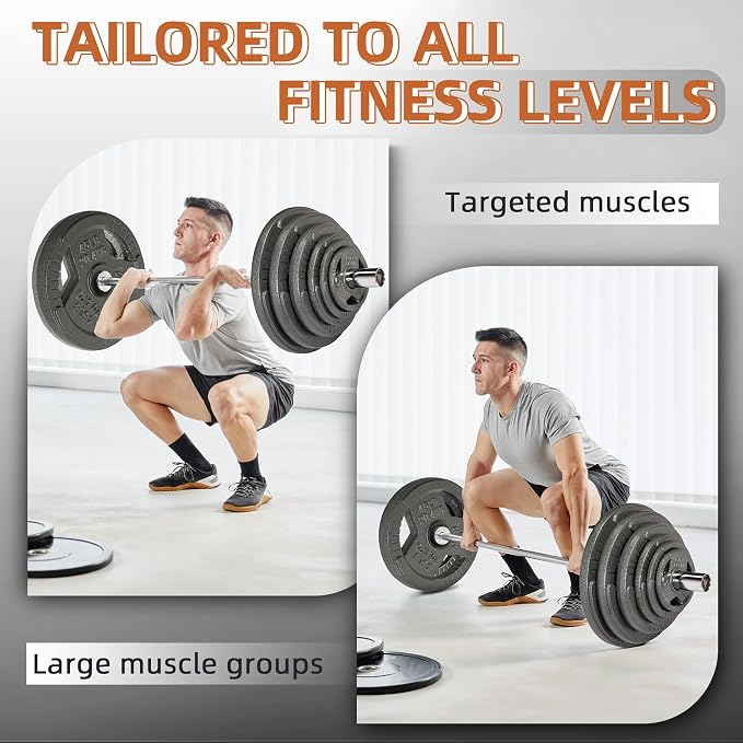 Fitvids 2 Inch Olympic Barbell Weight Plates, 2.5 LB to 45 LB Plates for Home Gym Strength Training, Triple-handle Design