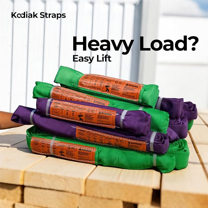 Endless Round Sling Lifting Strap- 10 Feet x 5300 lbs Vertical Capacity - Polyester Lifting Sling Strap, Heavy Duty for Rigging Moving Towing Hoisting- (1Pack)- Kodiak Straps