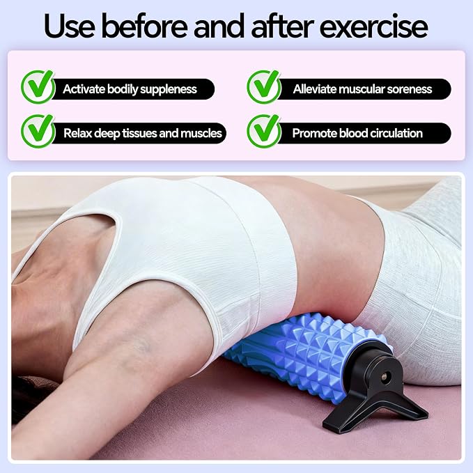 Foam Roller with Detachable Stand, 18" Deep Tissue Massage Roller | Beginner-Friendly Support Design for Muscle Recovery, Home Workout & Fitness - Blue