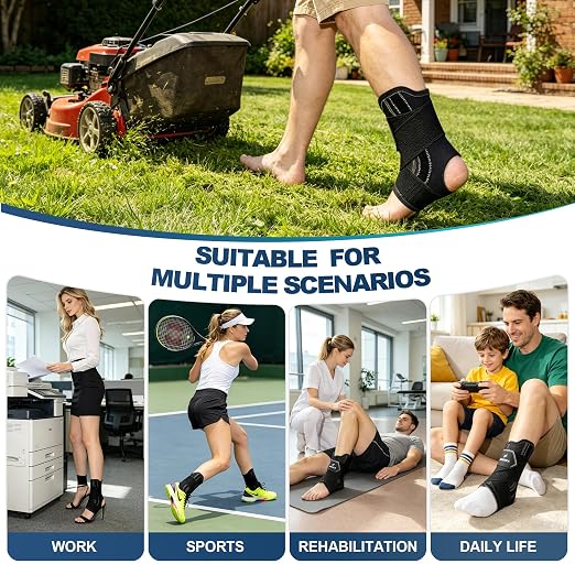 NEENCA Adjustable Ankle Support Brace with 2 Stabilizers Sports&Daily-1Pack | Neoprene Brace With Figure-8 Straps,Helps Support Weak or Unstable Ankles With Adjustable Compression And Side Stabilization