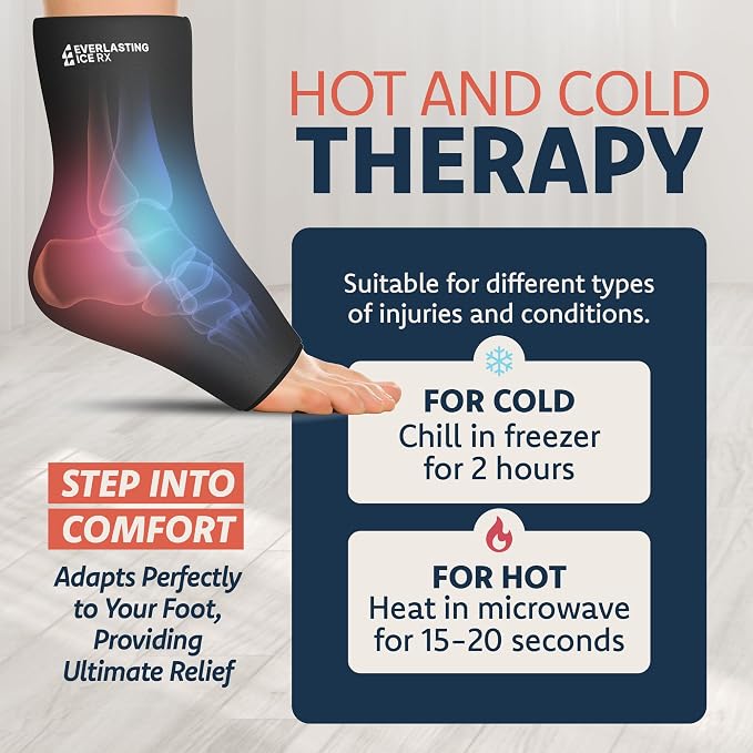 Ankle Compression Sleeve for Achilles Tendonitis Relief, Ankle Ice Pack Wrap, Foot Brace Sprained Ankle Support for Women and Men, Freeze Cold Packs for Plantar Fasciitis