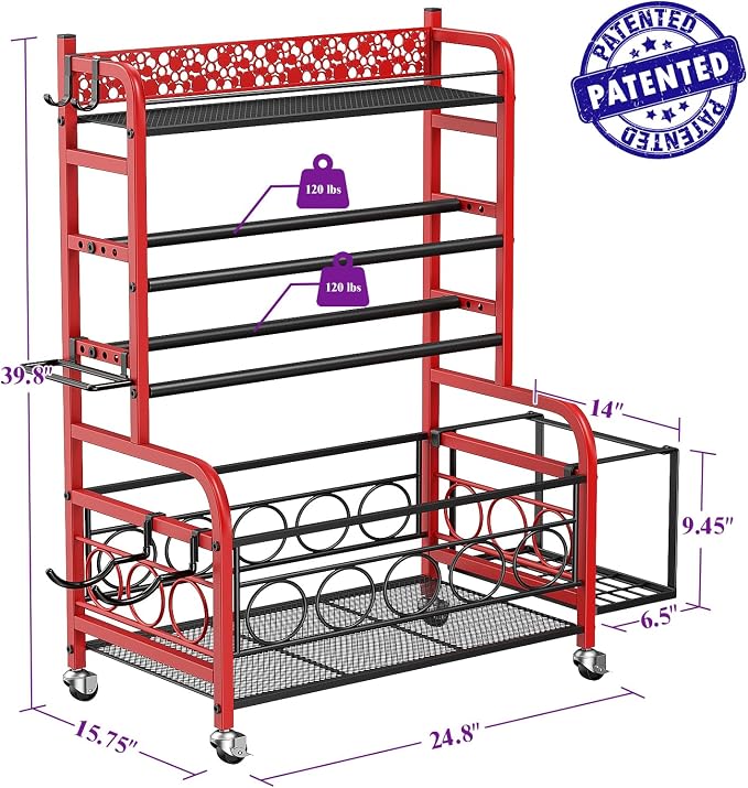 VOPEAK 3-Tier Dumbbell Rack with Wheels, Weight Rack for Home Gym Storage | Stores dumbbells, kettlebells & yoga mats. Lockable wheels for mobility. Sturdy steel frame, easy 15-min assembly