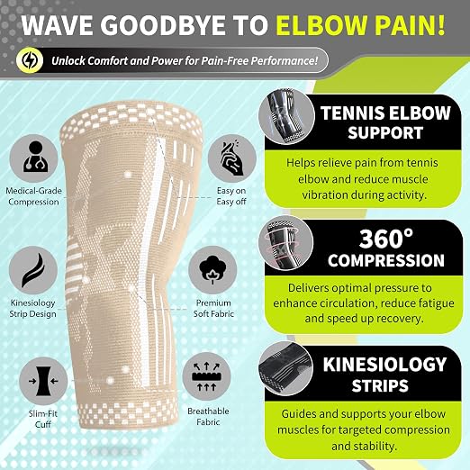 BLITZU Elbow Compression Sleeve for Tendonitis, Tennis Elbow Brace 2 Pack X | Targeted Arm Support, Joint Stability, Muscle Recovery, Workout Protection, Tendonitis & Arthritis Relief, All-Day Comfort