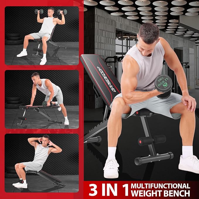 OPPSDECOR Weight Bench for Home Gym, ASTM-Certified 660LBS Fast Foldable Workout Bench for Home Gym, 8 Adjustable and 30in Extended Backrest for Bench Press Incline/Flat/Decline Dumbbell Exercise