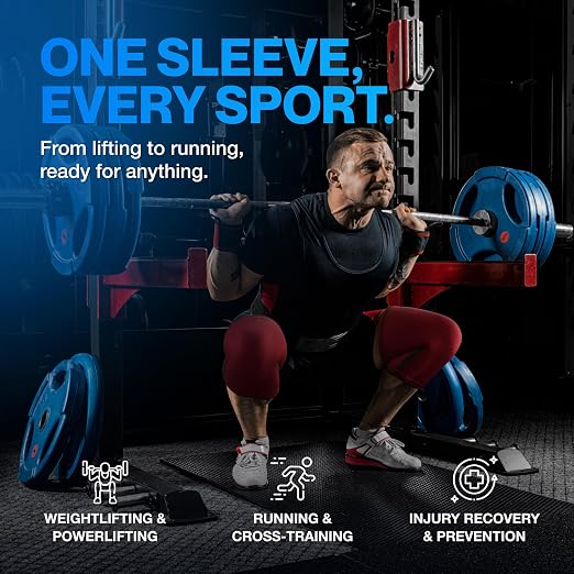 Modvel 7mm Neoprene Knee Sleeves for Men & Women Weightlifting & Powerlifting – Compression Knee Sleeve Support for Squats, Gym, Training – USPA, IPL Approved – X-Large Red (Pair)