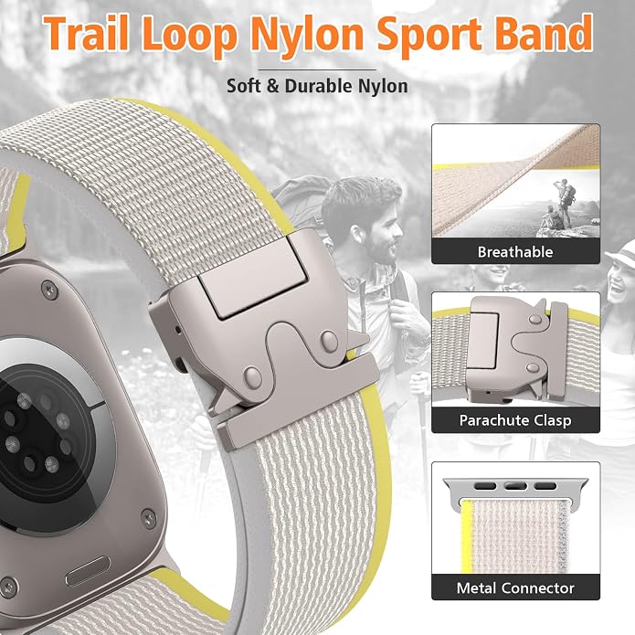 Elastic Sport Band for Apple Watch Ultra 3/2/1 Bands 49mm 46mm 45mm 44mm 42mm 41mm 40mm 38mm Men Women, Adjustable Parachute Buckle Nylon Fabric Wristband for iWatch Series 11 10 SE 9 8 7 6 5 4 3