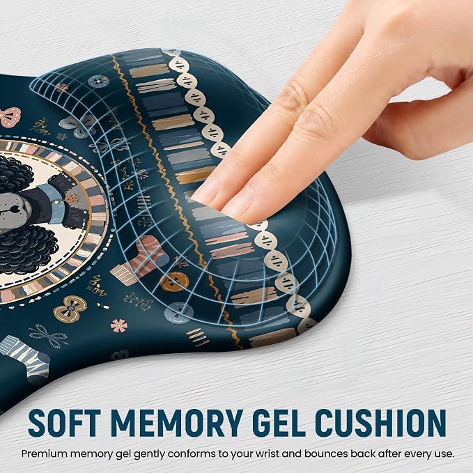 Ergonomic Mouse Pad with Wrist Rest, Gel Wrist Support, Poodle | 10.2 x 7.6 in Mouse Pad with Smooth Fabric Surface and Non-Slip Rubber Base for Office, Home, Study, and Gaming