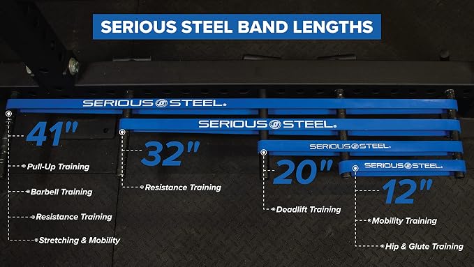 Serious Steel Fitness 32" Resistance Training Bands (Portable Exercise Band System Training Bands- Great for Individuals Under 5'10")