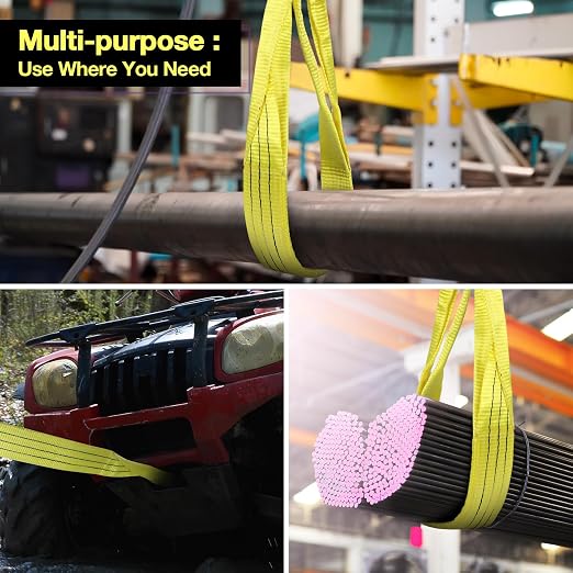 Lift Sling Straps,3" x 3' 2-Ply Heavy Duty Twist Eye Lift Sling | Polyester Lifting Straps Not Nylon Tree Saver Recovery Strap Web Rigging Securing Moving Tow Hoisting Gear Strap 17600lb