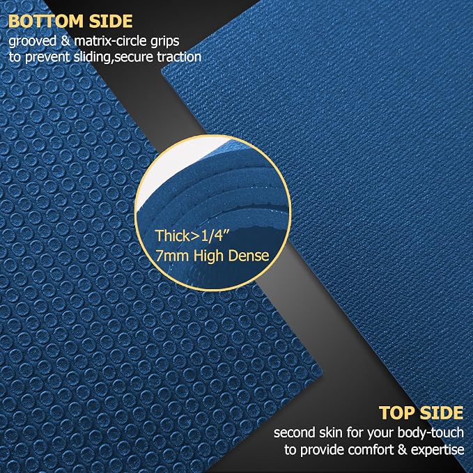GXMMAT Large Exercise Mat 6'x4'/6'x5'/6'x6'(7mm), Thick Workout Mats for Home Gym Flooring, Extra Wide Non-Slip Durable Cardio Mat, Shoe Friendly, Perfect for Plyo, MMA, Jump Rope, Weights, Fitness