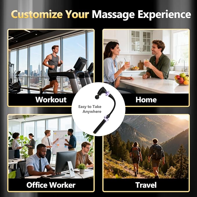 2-in-1 Detachable Massage Gun Deep Tissue with Extension Handle | Percussion Muscle Massager For Back Neck Shoulder Waist, Back Massager for Pain Relief, Gifts For Women Men, FSA-HSA Eligible