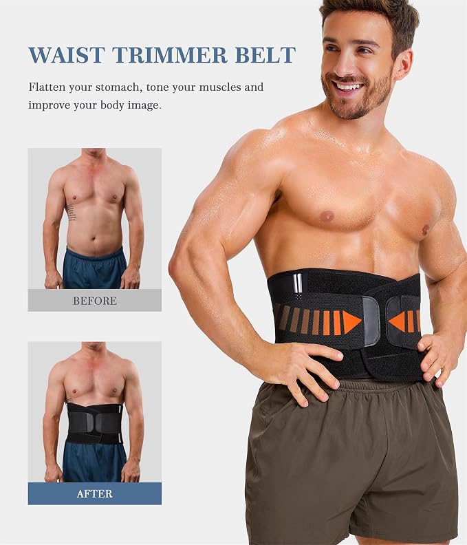 Neoprene Waist Trimmer Ab Belt for Men Waist Trainer for Women Corset Slimming Body Shaper Workout Sauna Sweat Band