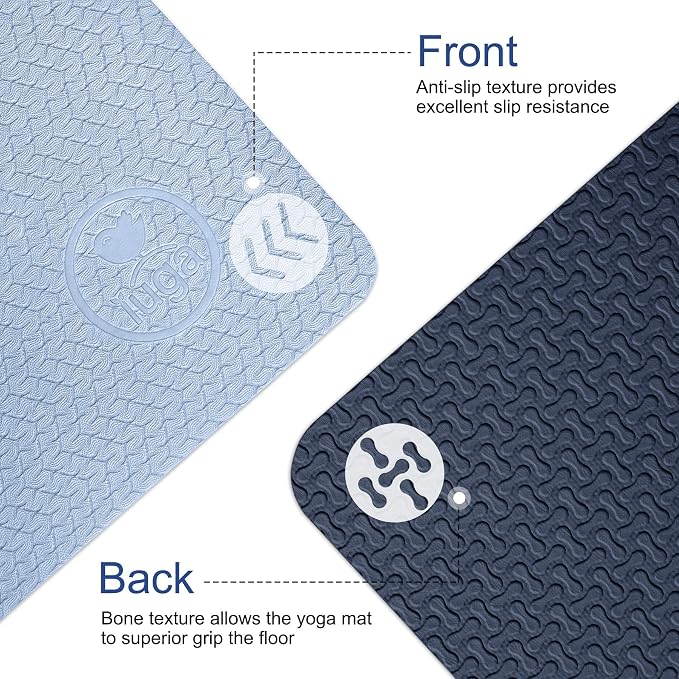 IUGA Yoga Mat Thick Non Slip Anti-tear Pilates Mat Eco Friendly Hot Yoga Mats for Workout & Exercise(72"x 24"x 6mm)