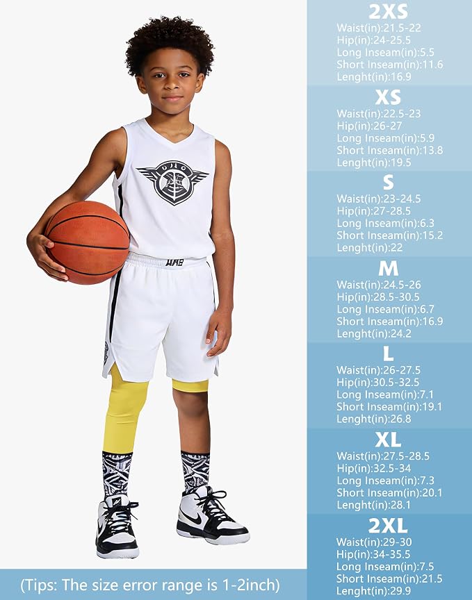 MIVEI One Leg Compression Tights Youth Boys Basketball Leg Sleeve | Kids Compression Pants Girls' Single Leg Tights 3/4 Leggings for Baseball Softball Soccer Running Football, Sports Base Layer