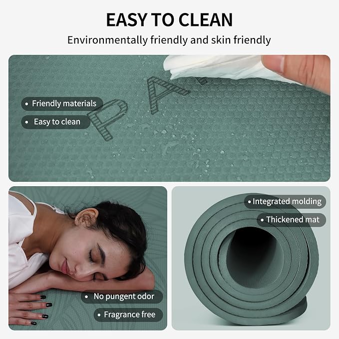 PAIDU Large Yoga Mat 72"x36"x10mm Non-Slip Exercise Mat for Home Gym Studio | Extra wide & thick non-slip yoga mat, works on all floors, ideal for stretching, yoga studio, gym and home workouts