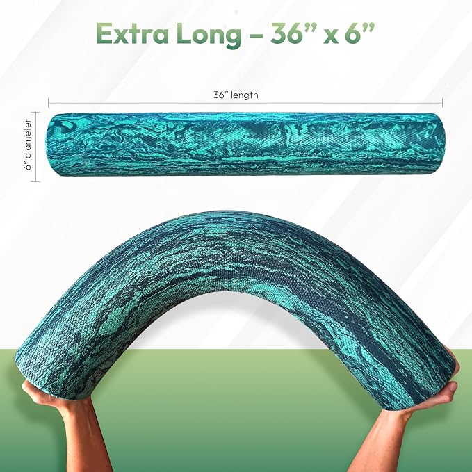 Soft Density Foam Roller 36 x 6 Inch for Exercise, Yoga, Pilates & Recovery