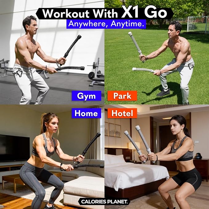X1 Go Portable Ropeless Battle Ropes, Low-Impact HIIT Cardio Equipment | Beginner Friendly | Full Body Fat Burn | Zero Noise Cardio | Small Space Friendly | Apartment & Travel | High Elasticity