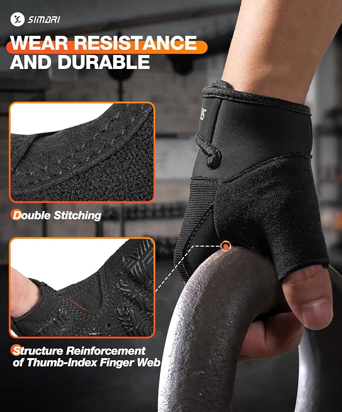 SIMARI Breathable Workout Gloves with Cushion Pad/Grip/Reduce Calluses, Weight Lifting Gloves for Gym Exercise, Cycling, Weightlifting Training, Fitness, Pilates, Kayaking, Gift for Men & Women