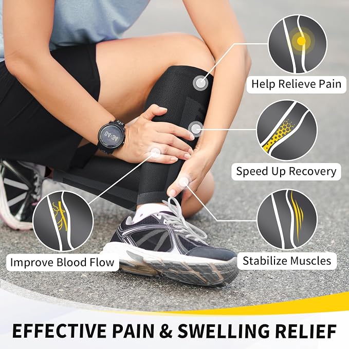 CAMBIVO Calf Compression Sleeve for Men Women Footless | Graduated Compression, Shin Splint Relief, Moisture Wicking, Running Standing Travel, 4D Knit Anti-Slip, Varicose Veins