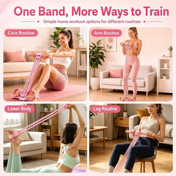 Adjustable 6-Tube Pedal Resistance Band with Handle, Detachable Natural Rubber Foot Pedal Resistance Band for Full Body Home Workout, Abdomen Waist Arm Leg Training and Fitness Gift