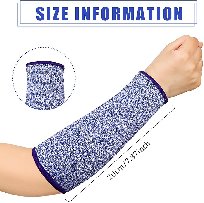 Sintege 3 Pairs Arm Protectors for Thin Skin and Bruising Cut Resistant Forearm Sleeve Level 5 Arm Burn Protection Sleeve (Royal Blue,7.9 Inch)