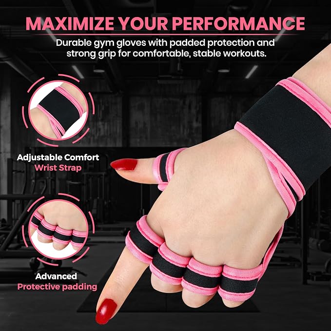Workout Gloves for Men & Women, Smartwatch Compatible Ventilated Gym Gloves with Wrist Wrap Support, Breathable Weight Lifting Gloves for Fitness with Excellent Grip