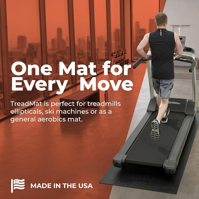 SuperMats Heavy Duty Equipment Mat 11GS Made in U.S.A. for Large Treadmills Ellipticals Rowers Rowing Machines Recumbent Bikes and Exercise Equipment (3-Feet x 6.5-Feet) (36 in x 78 in) (91.44 cm x 198.12 cm) , Black | 36" × 78" – Fits large treadmills...